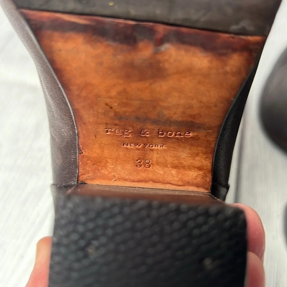 RAG & BONE Newbury Brown Leather Block Heel Ankle Bootie size 38/ 8 - Picture 5 of 9